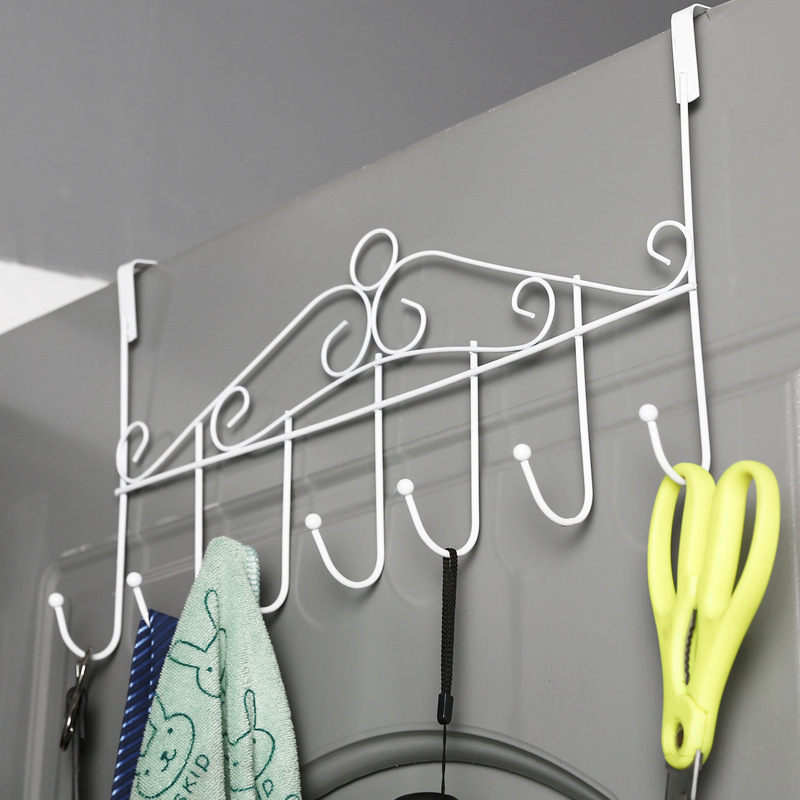 Hanger behind the Door Nail-Free Traceless Creative Ironwork Gate Coat Hanger Bathroom Towel Hook Wall-Mounted Coat Rack