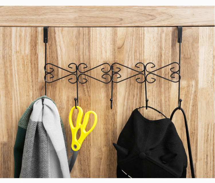 Hanger behind the Door Nail-Free Traceless Creative Ironwork Gate Coat Hanger Bathroom Towel Hook Wall-Mounted Coat Rack