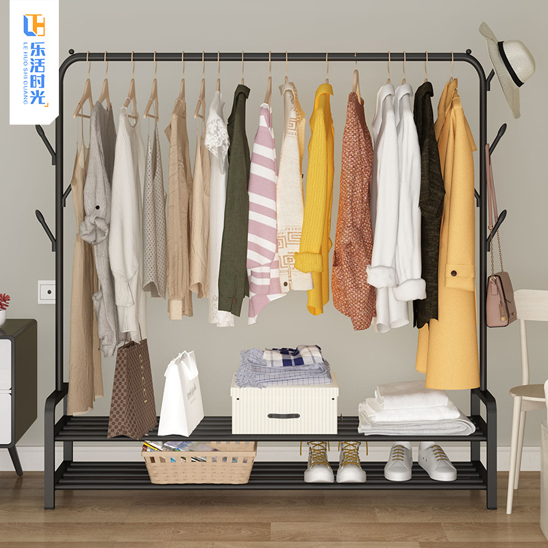 Hanger Floor Coat Rack Bedroom Drying Rack Simple Clothing Rod Folding Interior Balcony Clothes Hanger Clothes Rack