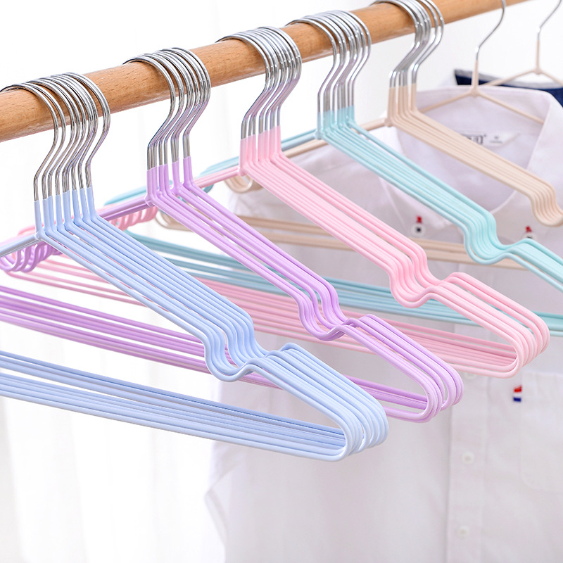 PVC Coated Hanger Drying NonSlip Stainless Steel Coat Hanger Seamless Brace Clothes Hanger Creative Metal Hanger