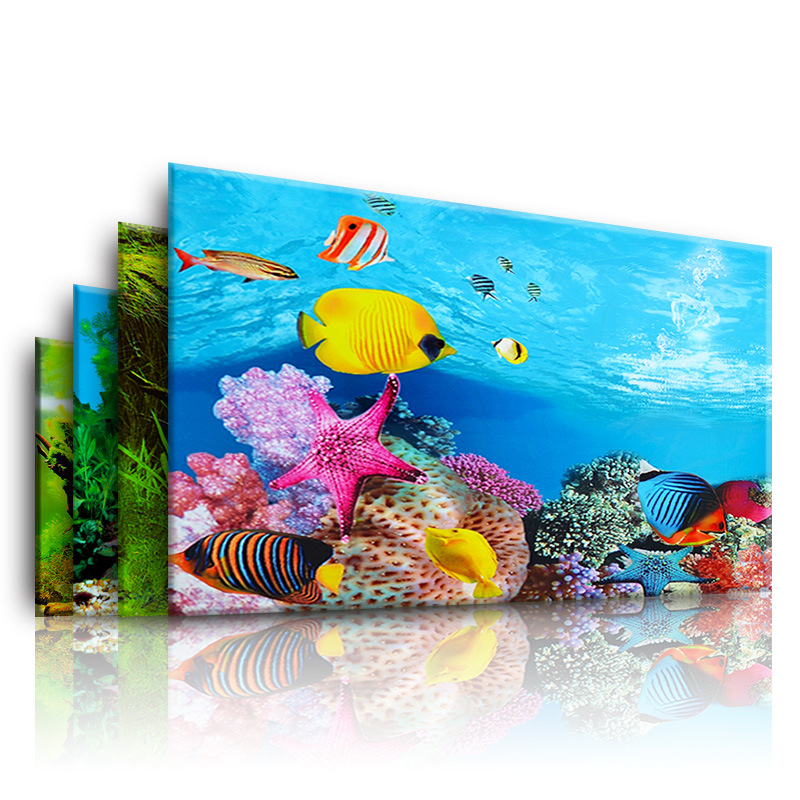 Painting HD Picture 3D Stereo Fish Tank Wallpaper Background Painting DoubleSided Aquarium Decoration Fish Tank Sticker