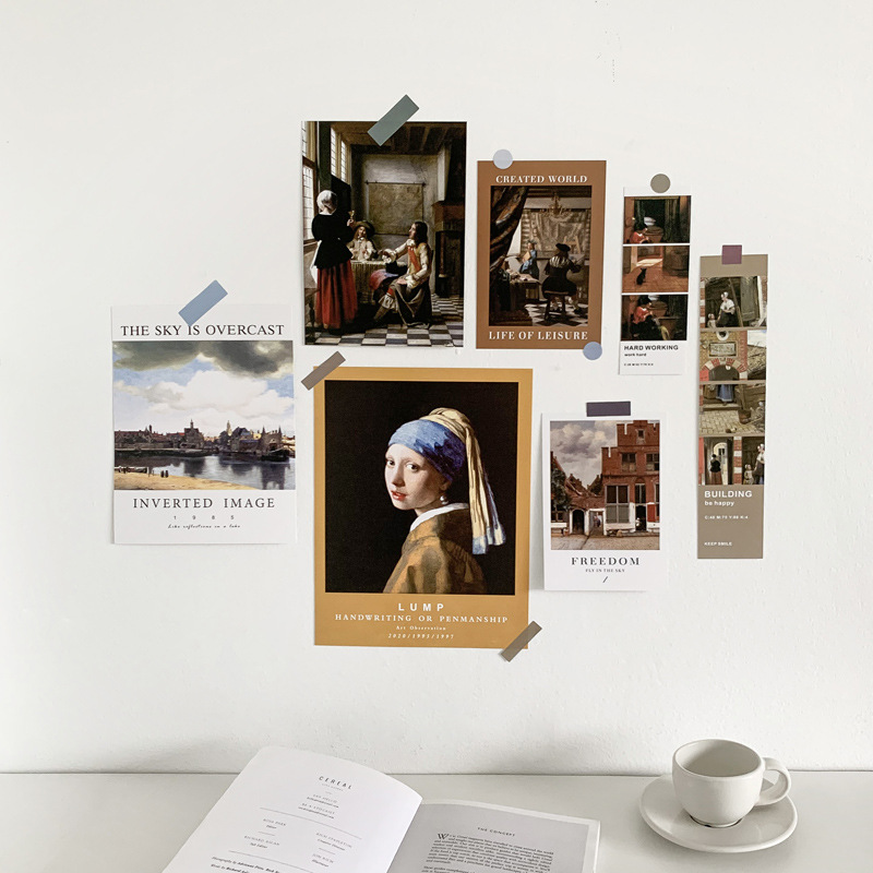 Beixiang 7 Ins Nordic Decoration Cards Wall Decoration Bedroom Painting with Photo Frame Wall Sticker Decoration Cards