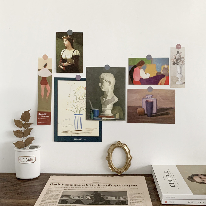 Beixiang 7 Ins Nordic Decoration Cards Wall Decoration Bedroom Painting with Photo Frame Wall Sticker Decoration Cards