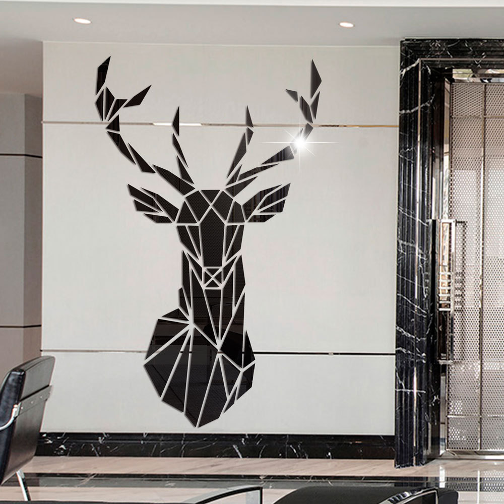 Sika Deer Deer Head Stereo Acrylic Mirror Sticker Nordic Style Decoration Self-Adhesive Wall Sticker Decorations