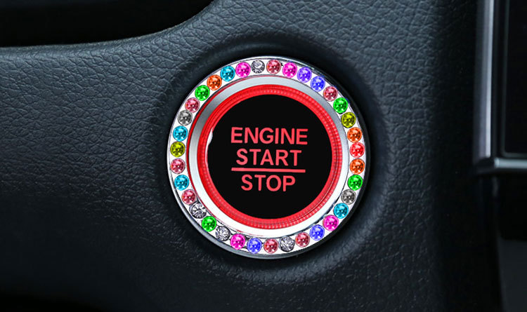 Start Crown Button Key with Diamond Decorative Ring Sticker Ring Universal Inlaid Color Diamond Interior Decoration