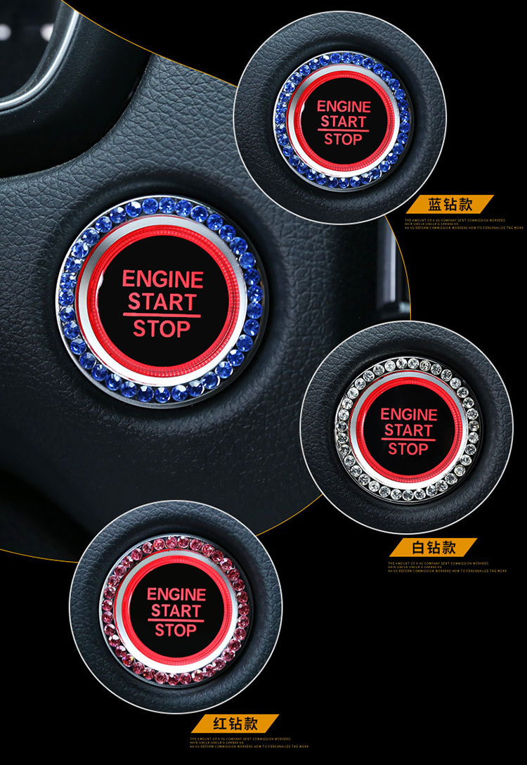 Start Crown Button Key with Diamond Decorative Ring Sticker Ring Universal Inlaid Color Diamond Interior Decoration