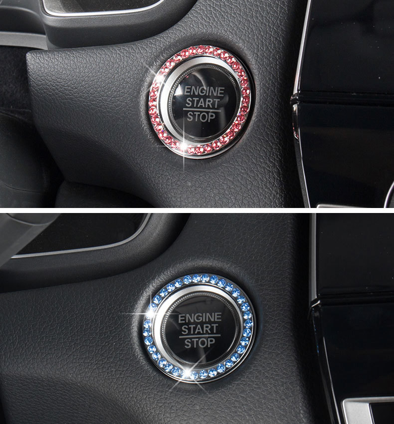 Start Crown Button Key with Diamond Decorative Ring Sticker Ring Universal Inlaid Color Diamond Interior Decoration