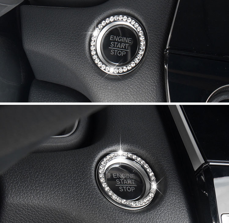 Start Crown Button Key with Diamond Decorative Ring Sticker Ring Universal Inlaid Color Diamond Interior Decoration