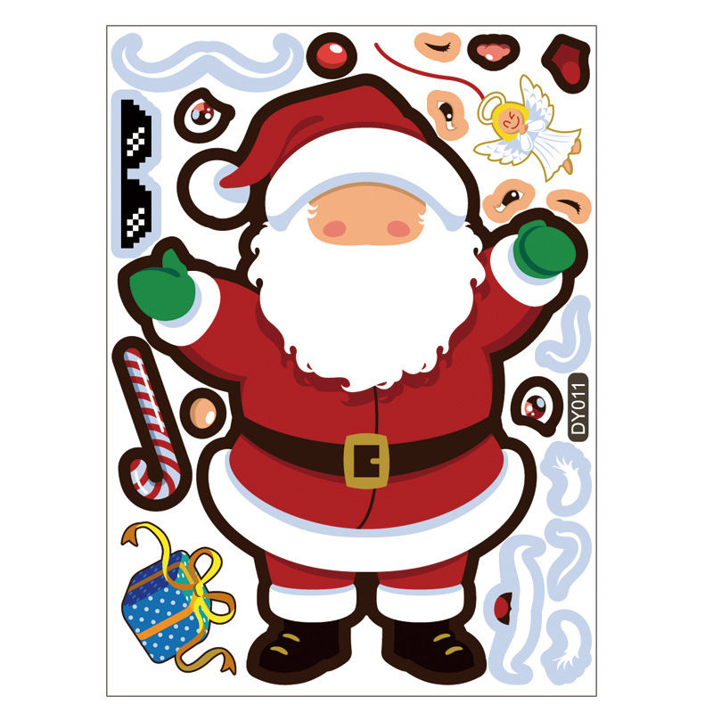 Decoration sticker 2021 New Amazon Children Cartoon Christmas DIY Stickers Santa Claus Snowman Cute Emoji Stickers