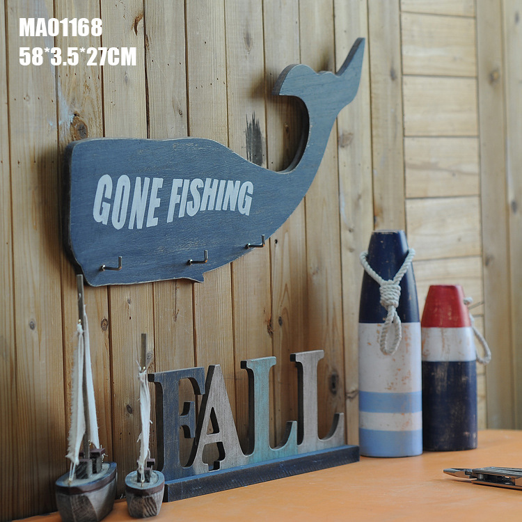 Retro do old whale Pendant hooks fashion Creative Home Pendant Background wall pendant fish photo frame Myrine