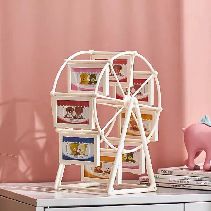 Haotao Photo Frame Ht2222 Flat White Ferris Wheel 4-Inch 8-Frame