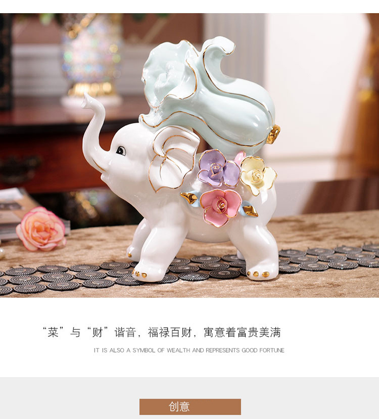 Porcelain craft Elephant a Pair of Ornaments European Creative Fu Lu Enrichment Elephant Home Crafts Gifts Porcelain craft Elephant a Pair of Ornaments European Creative Fu Lu Enrichment Elephant Home Crafts Gifts