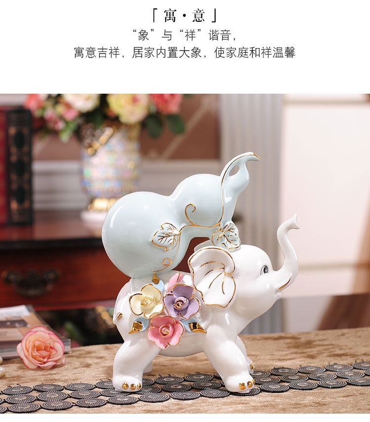 Porcelain craft Elephant a Pair of Ornaments European Creative Fu Lu Enrichment Elephant Home Crafts Gifts Porcelain craft Elephant a Pair of Ornaments European Creative Fu Lu Enrichment Elephant Home Crafts Gifts