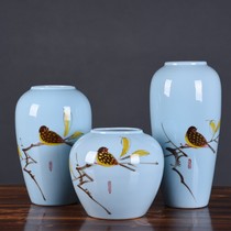 Jingdezhen Vase Ceramic Decoration Three-Piece Set White Chinese Ink Painting Landscape Porcelain craft