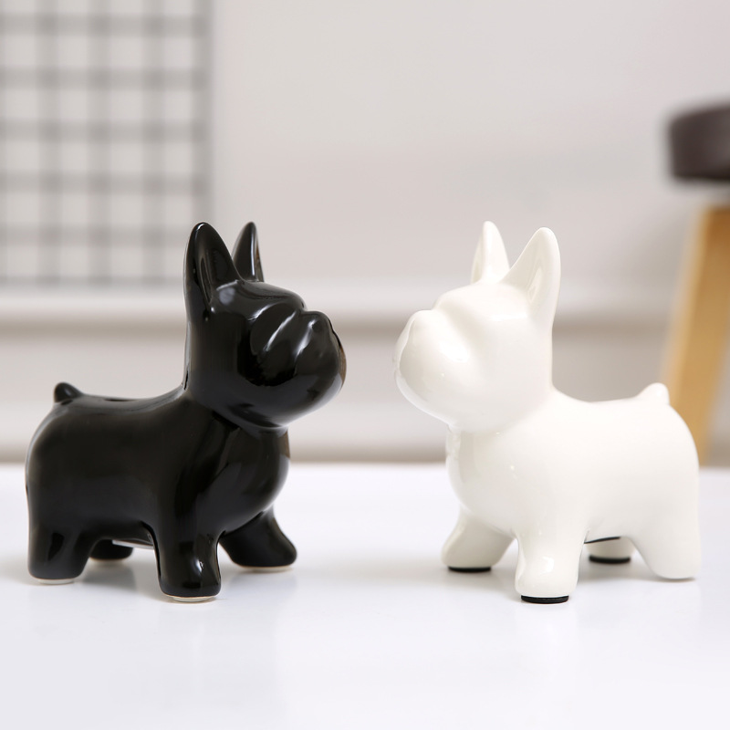 Nordic Home Dog Ornaments Bulldog Coin Bank French Bulldog Decorative Porcelain craft