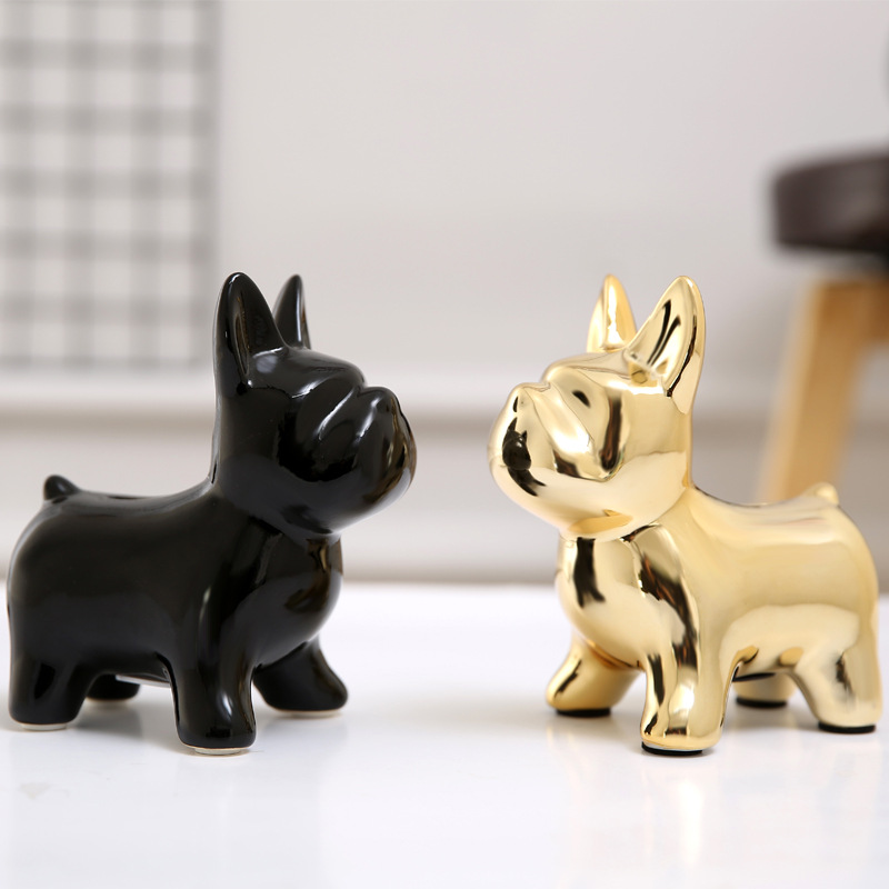 Nordic Home Dog Ornaments Bulldog Coin Bank French Bulldog Decorative Porcelain craft