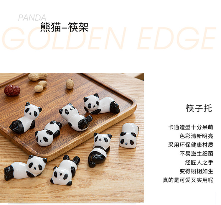 Baoyun Zakka Japanese Style Groceries Chopsticks Shelf Ceramic Chopsticks Rest Chopsticks Shelf Panda Porcelain craft