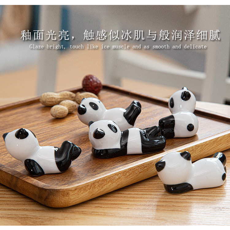 Baoyun Zakka Japanese Style Groceries Chopsticks Shelf Ceramic Chopsticks Rest Chopsticks Shelf Panda Porcelain craft