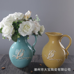 Ceramic Crafts Decorative Flower Vase Minimalist Creative Hydroponic Artificial Flower Arrangement Home Porcelain craft Ceramic Crafts Decorative Flower Vase Minimalist Creative Hydroponic Artificial Flower Arrangement Home Porcelain craft
