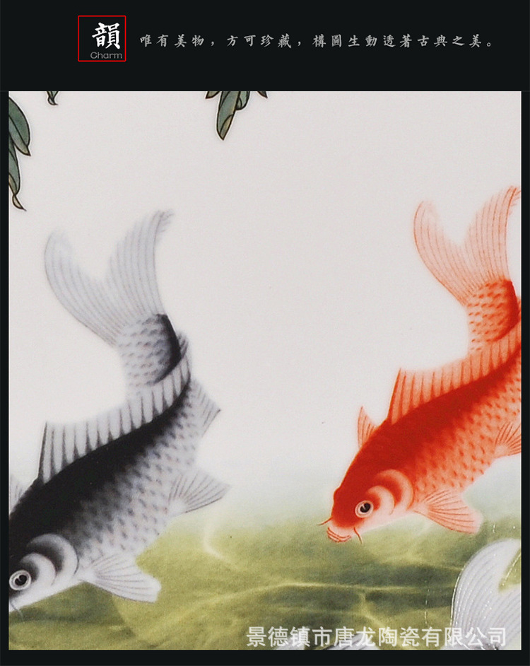 Jingdezhen Ceramic Decorative Plate Pastel Rich and Wealthy Decoration Kakeban Hanging Porcelain craft Jingdezhen Ceramic Decorative Plate Pastel Rich and Wealthy Decoration Kakeban Hanging Porcelain craft