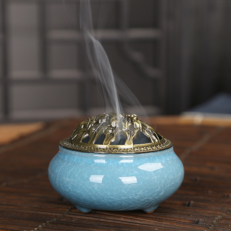 Porcelain craft  Utensils Antique Incense Incense Coil and Sandalwood Ice Crack Incense Holder Factory Wholesale Crafts