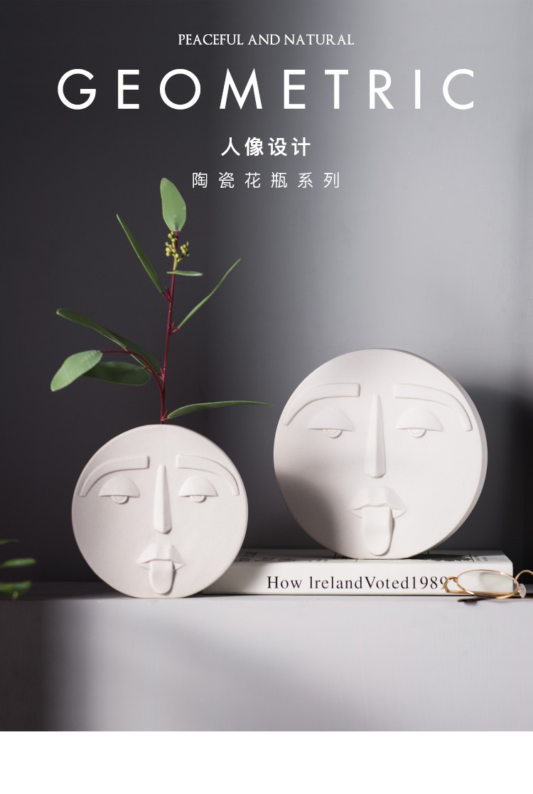 Simple Crafts Decoration Living Room Artistic Home Decoration Wholesale Creative Ceramic Face Vase Porcelain craft Simple Crafts Decoration Living Room Artistic Home Decoration Wholesale Creative Ceramic Face Vase Porcelain craft