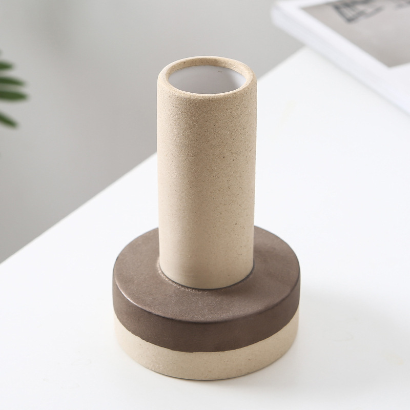 INS Nordic Coarse Sand Glazed Pottery Porcelain Vase Model Room Soft Decoration Crafts Decoration Porcelain craft