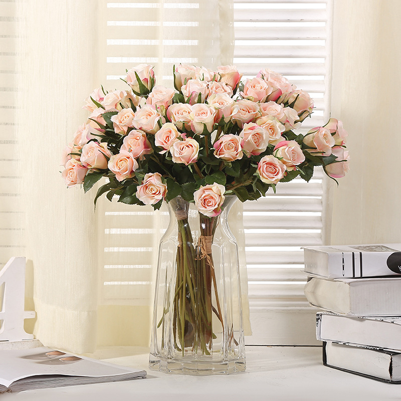 12 Branches Handwriting Rose Artificial Rose Handwriting Rose High-End Artificial Flower Fake Flower Wedding Hand
