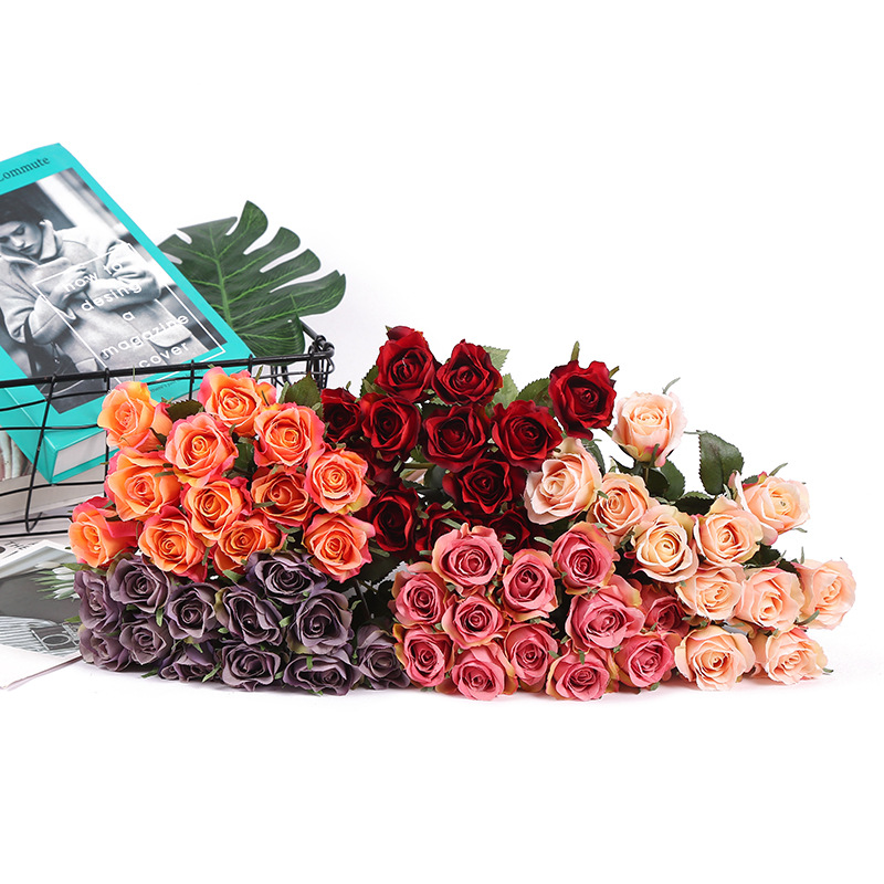 12 Branches Handwriting Rose Artificial Rose Handwriting Rose High-End Artificial Flower Fake Flower Wedding Hand