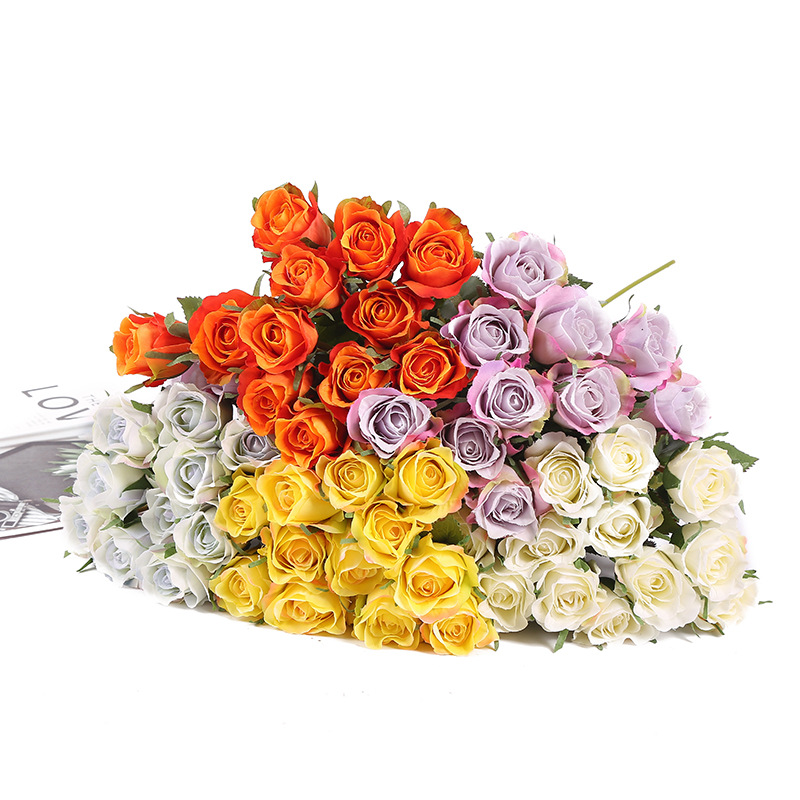 12 Branches Handwriting Rose Artificial Rose Handwriting Rose High-End Artificial Flower Fake Flower Wedding Hand