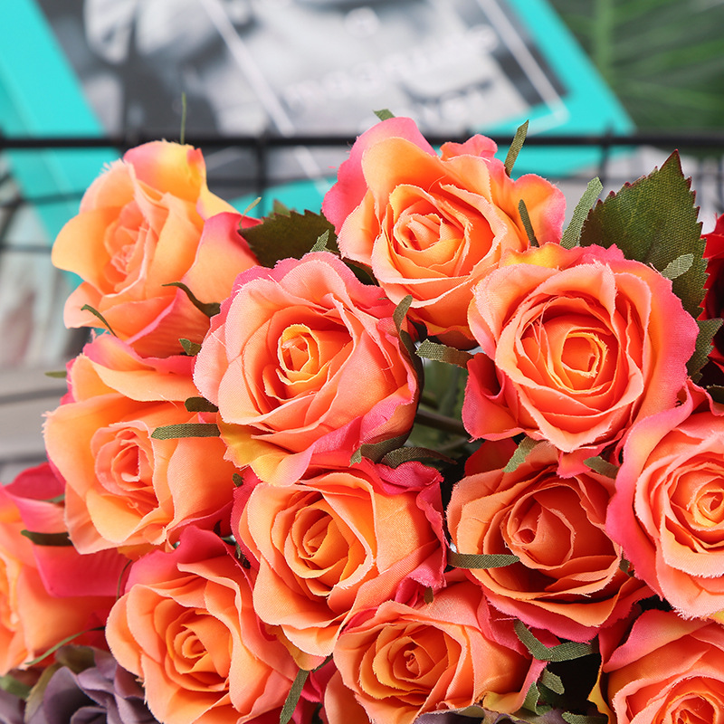 12 Branches Handwriting Rose Artificial Rose Handwriting Rose High-End Artificial Flower Fake Flower Wedding Hand 12 Branches Handwriting Rose Artificial Rose Handwriting Rose High-End Artificial Flower Fake Flower Wedding Hand