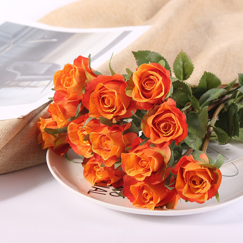 12 Branches Handwriting Rose Artificial Rose Handwriting Rose High-End Artificial Flower Fake Flower Wedding Hand 12 Branches Handwriting Rose Artificial Rose Handwriting Rose High-End Artificial Flower Fake Flower Wedding Hand