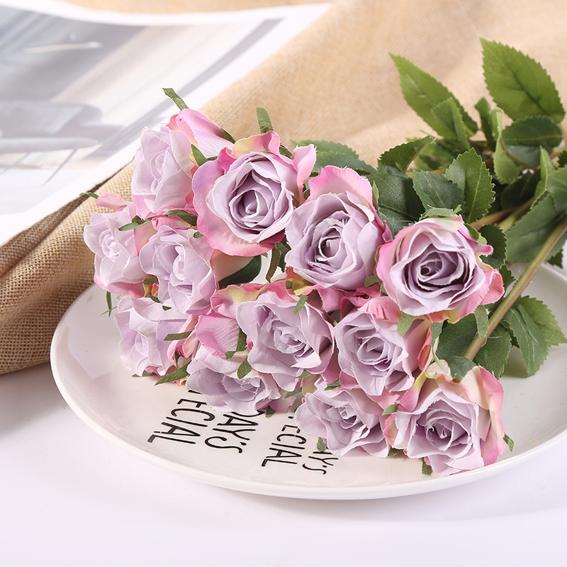 12 Branches Handwriting Rose Artificial Rose Handwriting Rose High-End Artificial Flower Fake Flower Wedding Hand 12 Branches Handwriting Rose Artificial Rose Handwriting Rose High-End Artificial Flower Fake Flower Wedding Hand