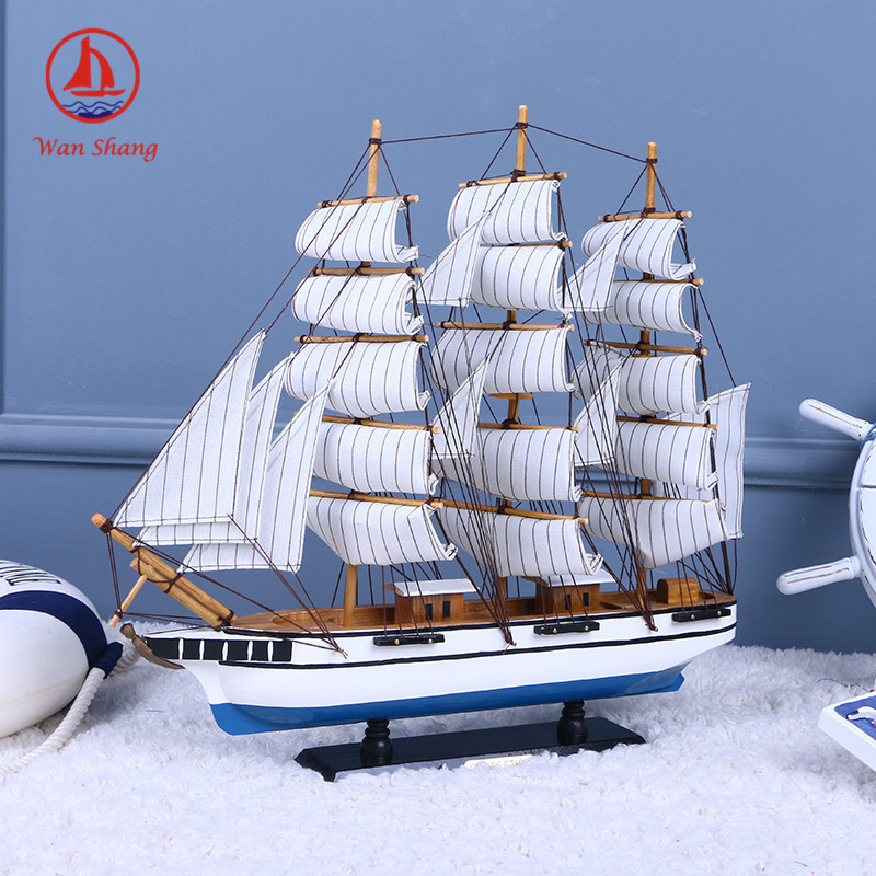 Office Simulation Model Home Decoration Assembly Sailboat Decorative Crafts Blue and White Navy Sailboat Decoration