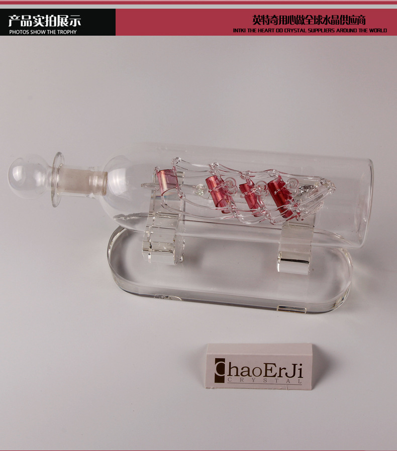 Manufacturer custom crystal crafts drawing boat furnishing pieces of pure checking about creative decorative souvenirs