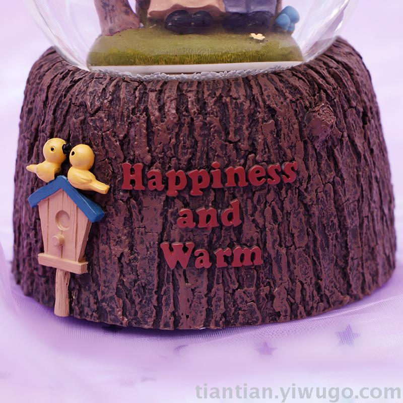 Resin crafts set up a couple old lady Crystal ball music box dream luminous snowflake music box
