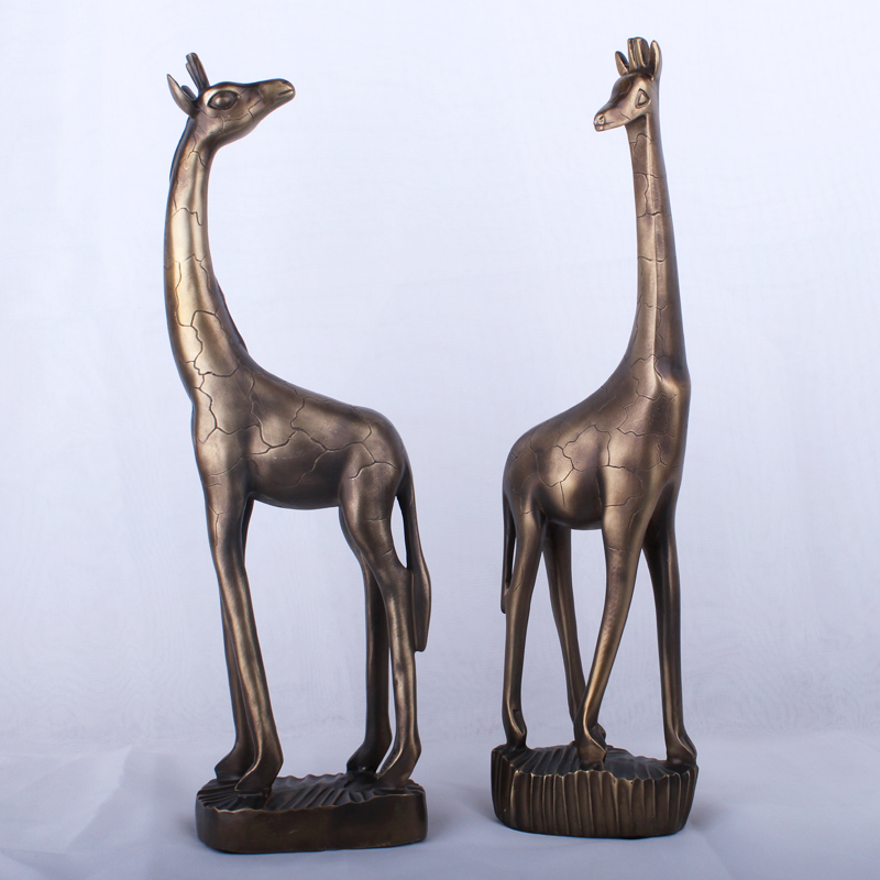 Resin Crafts Modern Minimalist Antique Copper Giraffe Decoration Home Decoration Gift Desk Decoration