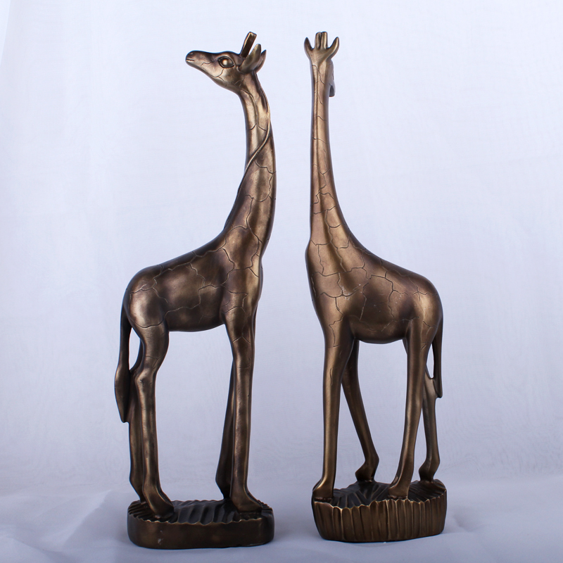 Resin Crafts Modern Minimalist Antique Copper Giraffe Decoration Home Decoration Gift Desk Decoration
