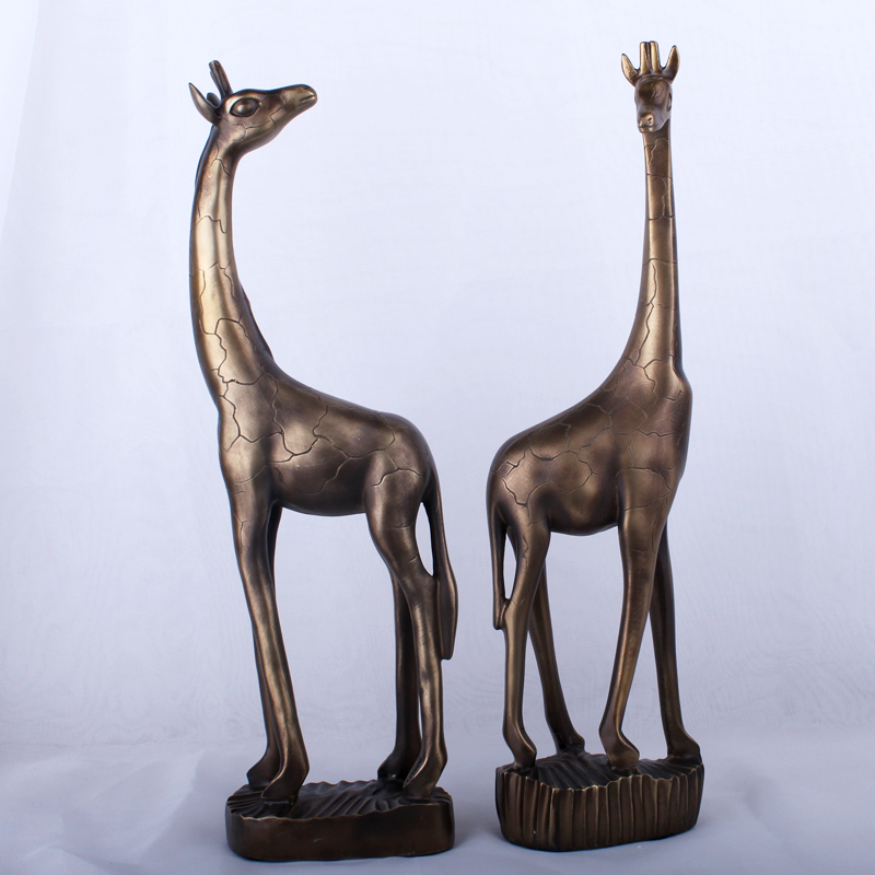Resin Crafts Modern Minimalist Antique Copper Giraffe Decoration Home Decoration Gift Desk Decoration