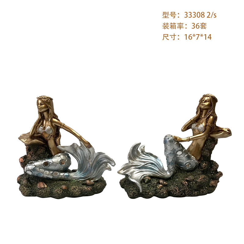 Resin Crafts Modern Simple Cover Two Mermaid Decoration TV Cabinet Wine Cabinet Living Room Craft Gift Decoration