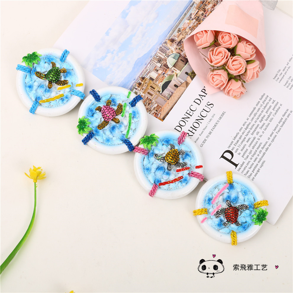 Cartoon Resin Crafts Tropical Turtle Refridgerator Magnets Tourist Souvenir Home Decorative Sticker