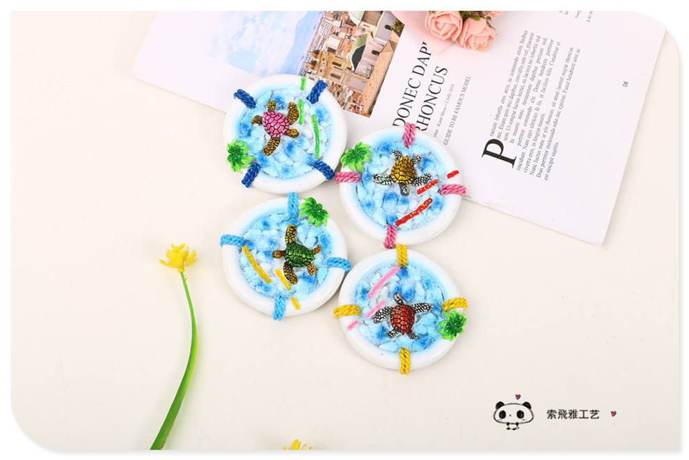 Cartoon Resin Crafts Tropical Turtle Refridgerator Magnets Tourist Souvenir Home Decorative Sticker