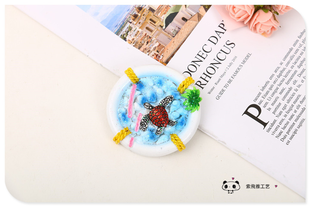 Cartoon Resin Crafts Tropical Turtle Refridgerator Magnets Tourist Souvenir Home Decorative Sticker