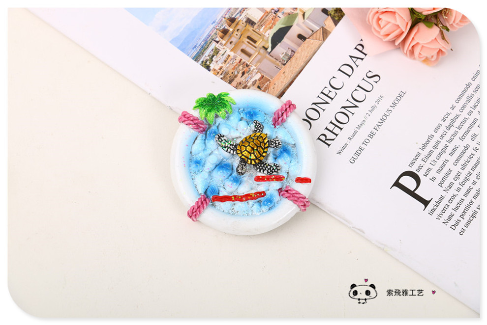 Cartoon Resin Crafts Tropical Turtle Refridgerator Magnets Tourist Souvenir Home Decorative Sticker