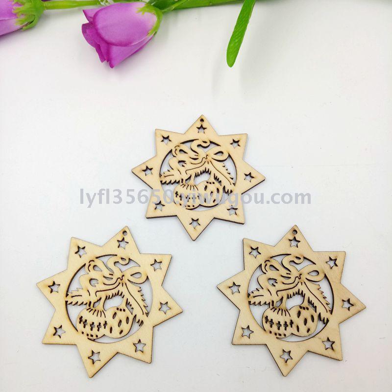 Wood crafts laser hollowed-out wood carving Christmas snowflake Christmas decoration materials.