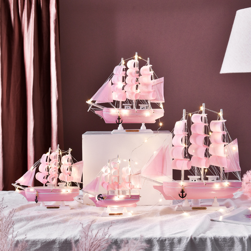 Sailboat Sailing Crafts Simulation Solid Wood Small Wooden Boat Model Decoration Ornaments Graduation Season Gift