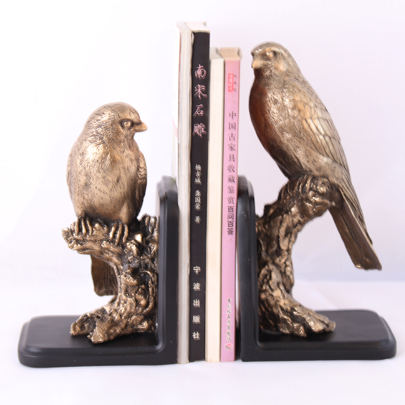 Resin Crafts Modern Minimalist Bronze Bird Bookend Decoration Living Room Cabinet Study Room Decoration Decoration