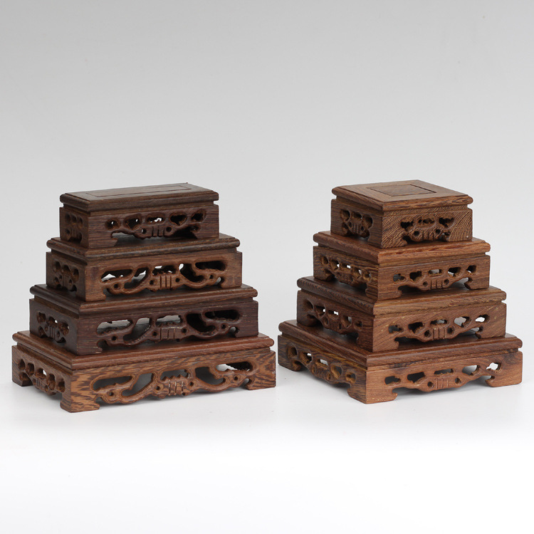 Door Frame Rosewood Base Long Square Crafts Decoration Purple Clay Pot Wood Carving Wooden Pallet Factory Direct Sales