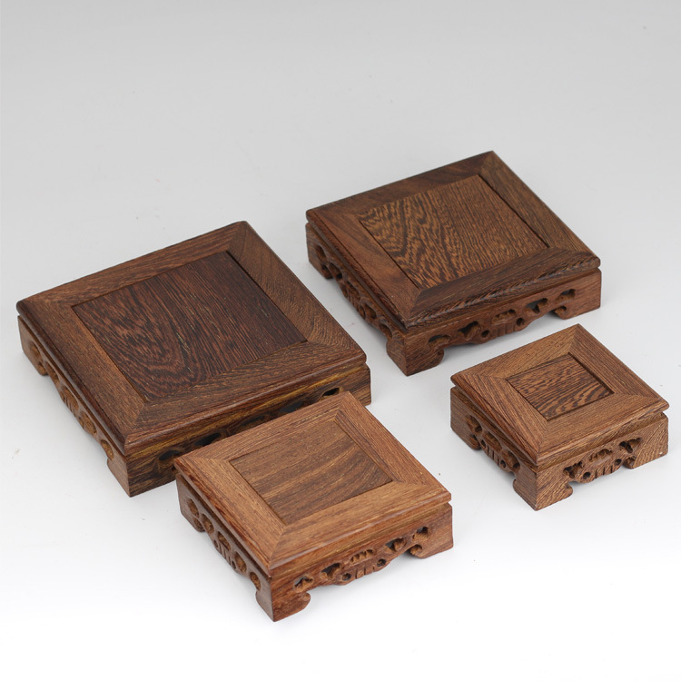 Door Frame Rosewood Base Long Square Crafts Decoration Purple Clay Pot Wood Carving Wooden Pallet Factory Direct Sales