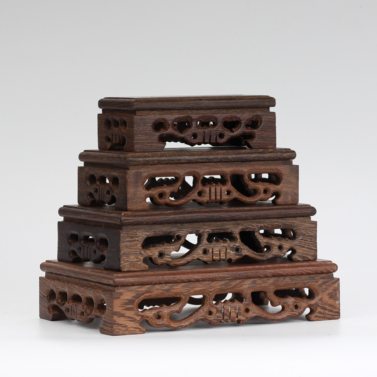 Door Frame Rosewood Base Long Square Crafts Decoration Purple Clay Pot Wood Carving Wooden Pallet Factory Direct Sales